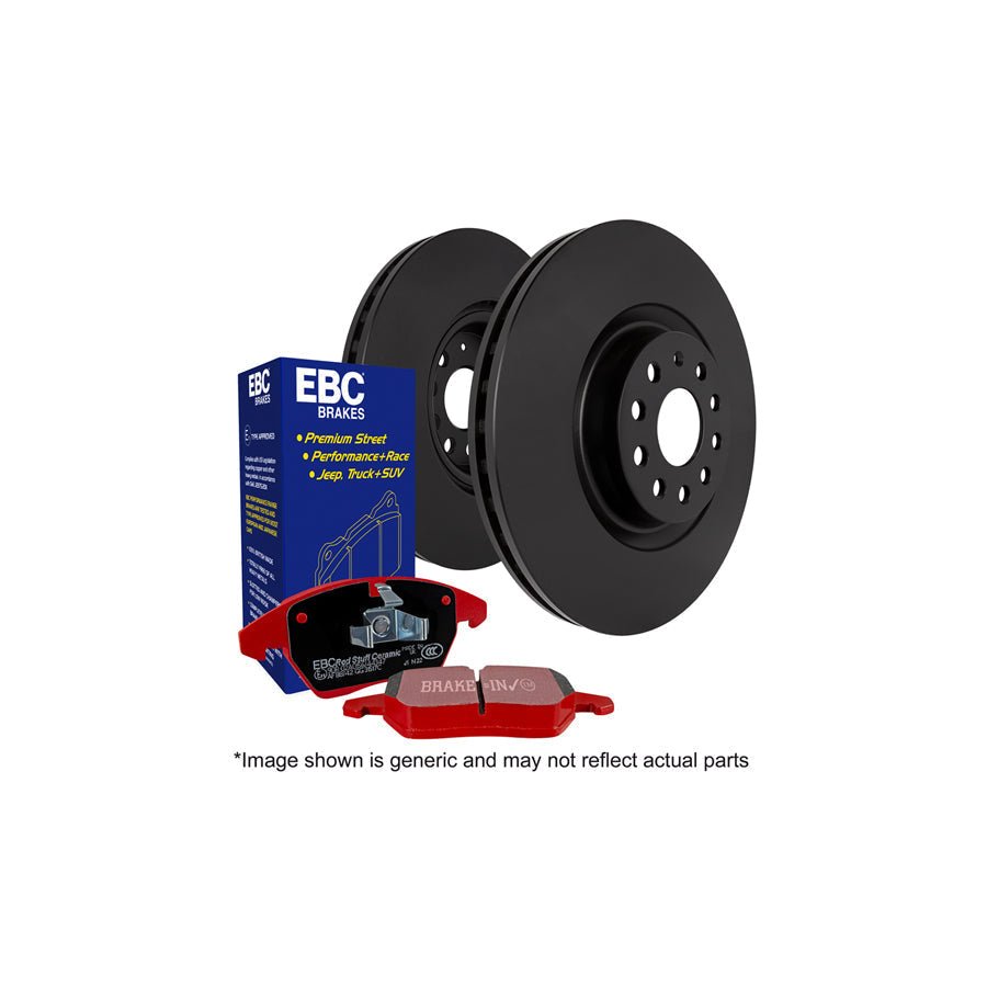EBC PD02KF392 Nissan Redstuff Front Brake Pad & Plain Disc Kit - Brembo Caliper (Inc. Skyline V35 & 350Z) 1 | ML Performance US Car Parts