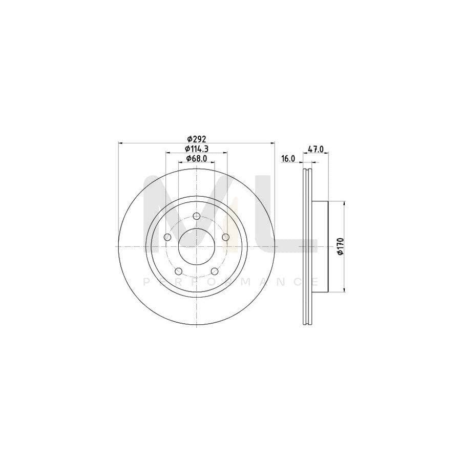 HELLA PRO 8DD 355 123-061 Brake Disc Internally Vented, Coated, without wheel hub, without wheel studs