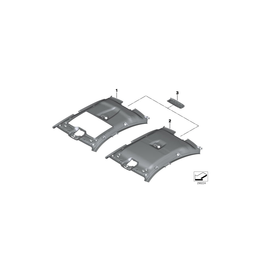 Genuine BMW 51448032799 F06 Molded Headliner, Alcantara PLATIN (Inc. 650iX 4.4, 650i & 640dX) | ML Performance US Car Parts