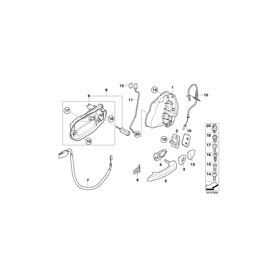 Genuine BMW 51213403758 E83 Lock Cylinder Base Right (Inc. X3) | ML Performance US Car Parts
