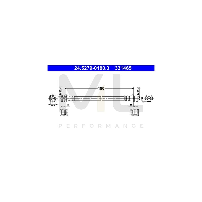 ATE 24.5279-0180.3 Brake Hose for RENAULT KANGOO 180mm
