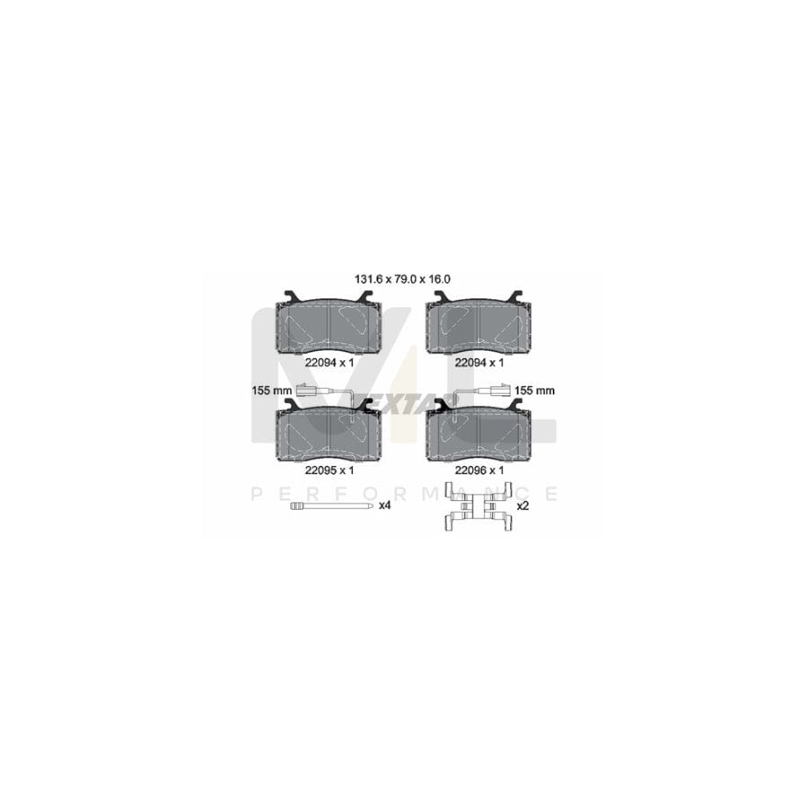 TEXTAR 2209401 Brake pad set incl. wear warning contact, with accessories | ML Performance Car Parts