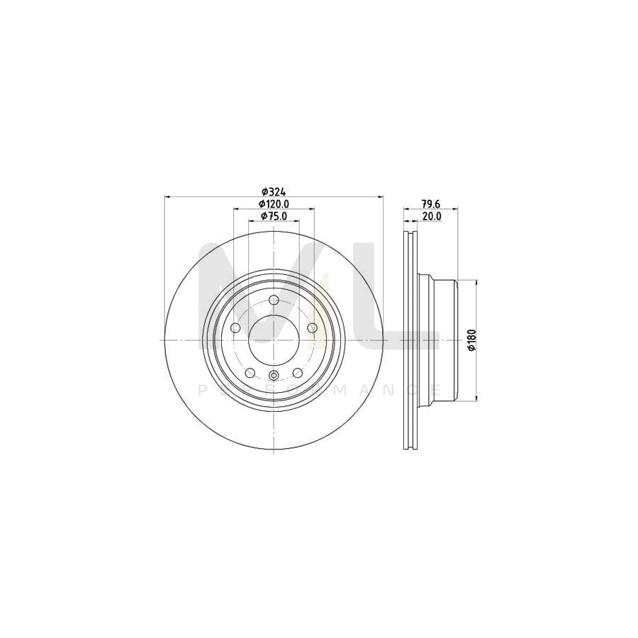 HELLA PRO High Carbon 8DD 355 128-531 Brake Disc for BMW X5 (E53) Externally Vented, Coated, High-carbon, without wheel hub, without wheel studs