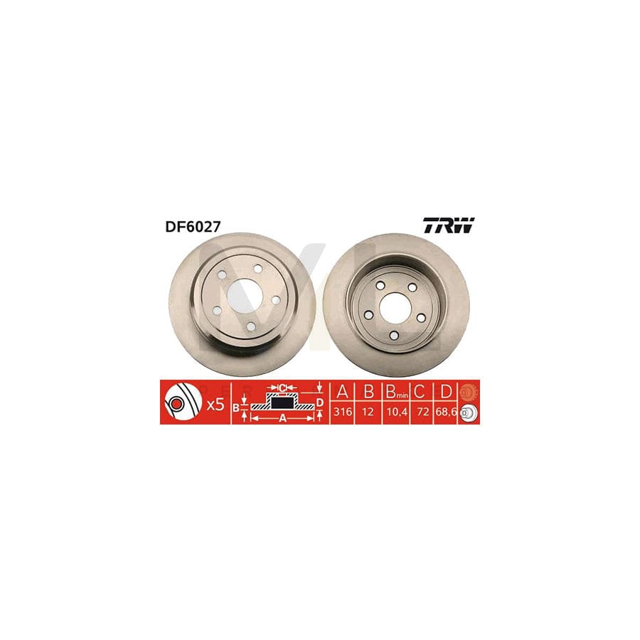 TRW DF6027 Brake Disc Solid, Painted | ML Performance Car Parts