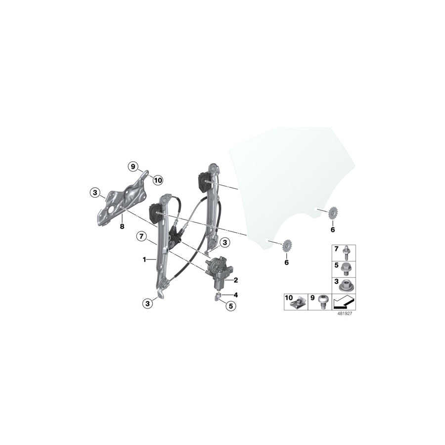 Genuine BMW 51357365257 Window Lifter Without Motor, Rear Left (Inc. 425d, 420d & 435i) | ML Performance US