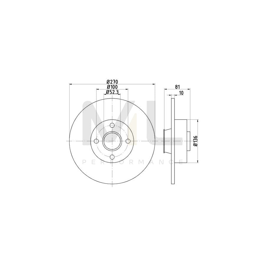 HELLA PRO 8DD 355 123-271 Brake Disc Solid, Coated, with integrated magnetic sensor ring, with wheel bearing