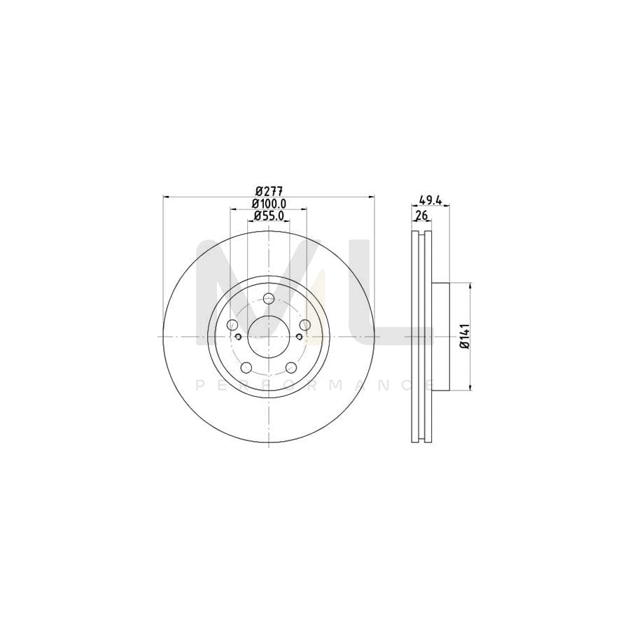 HELLA PRO 8DD 355 111-631 Brake Disc for TOYOTA AVENSIS Internally Vented, Coated, without wheel hub, without wheel studs