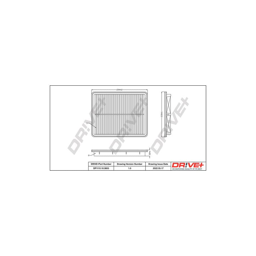 Dr!Ve+ Dp1110.10.0653 Air Filter For Kia Sorento I (Jc)