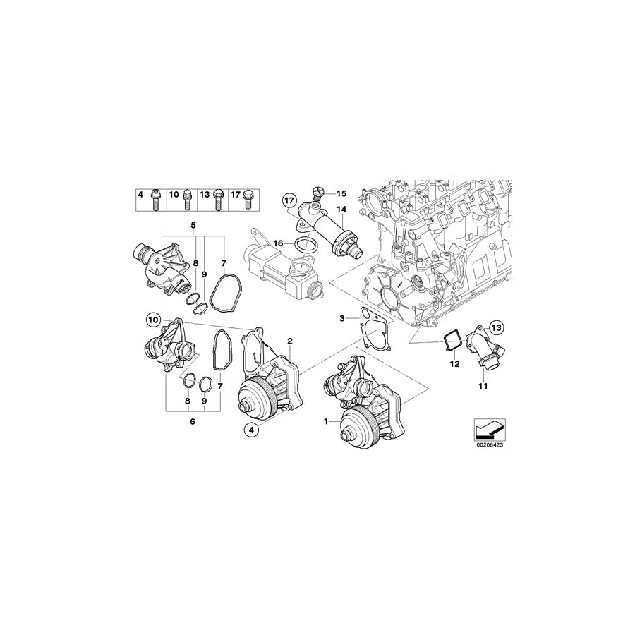 Genuine BMW 11517786192 E46 E38 E53 Coolant Pump, Mechanical (Inc. 330d, 525d & 330xd) | ML Performance US Car Parts
