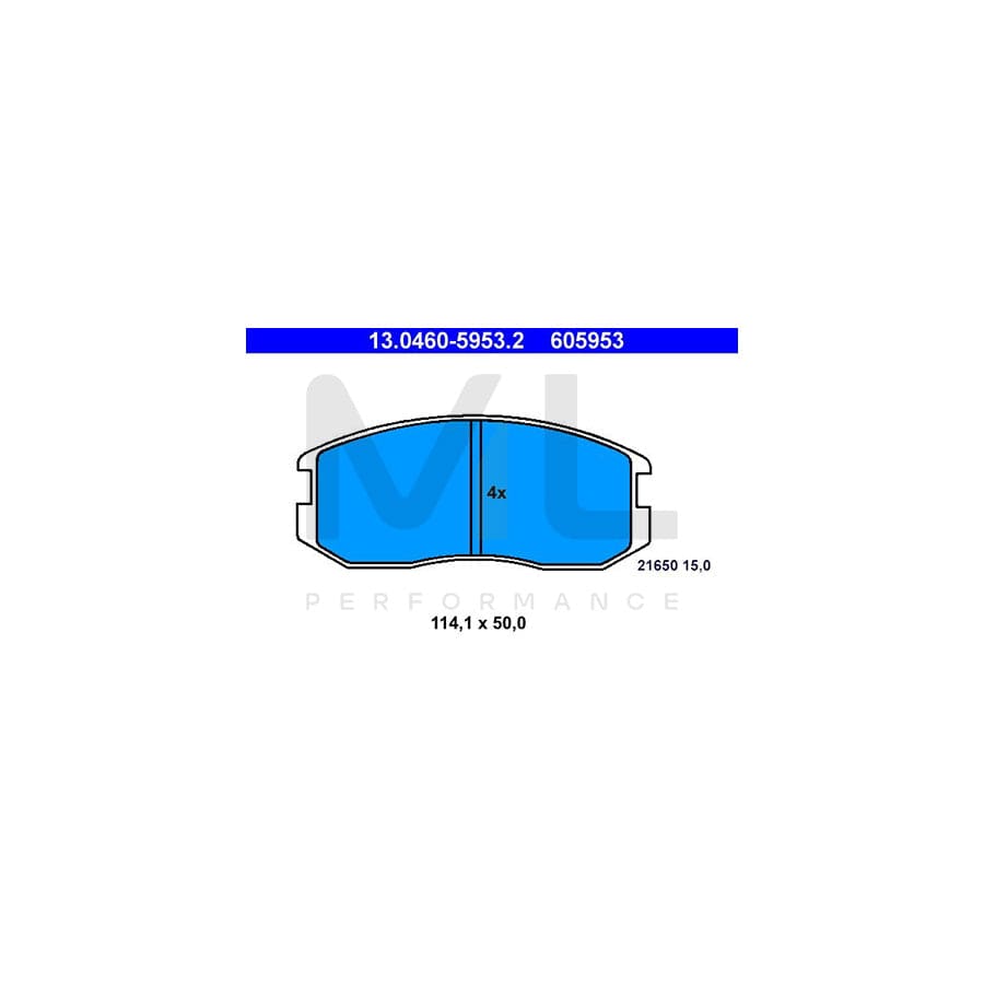 ATE 13.0460-5953.2 Brake pad set excl. wear warning contact, not prepared for wear indicator