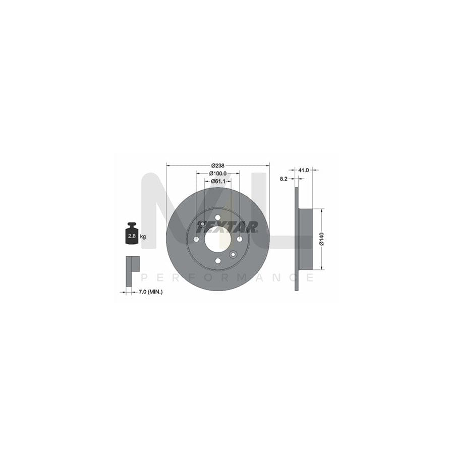 TEXTAR 92036000 Brake Disc Solid, without wheel hub, without wheel studs | ML Performance Car Parts