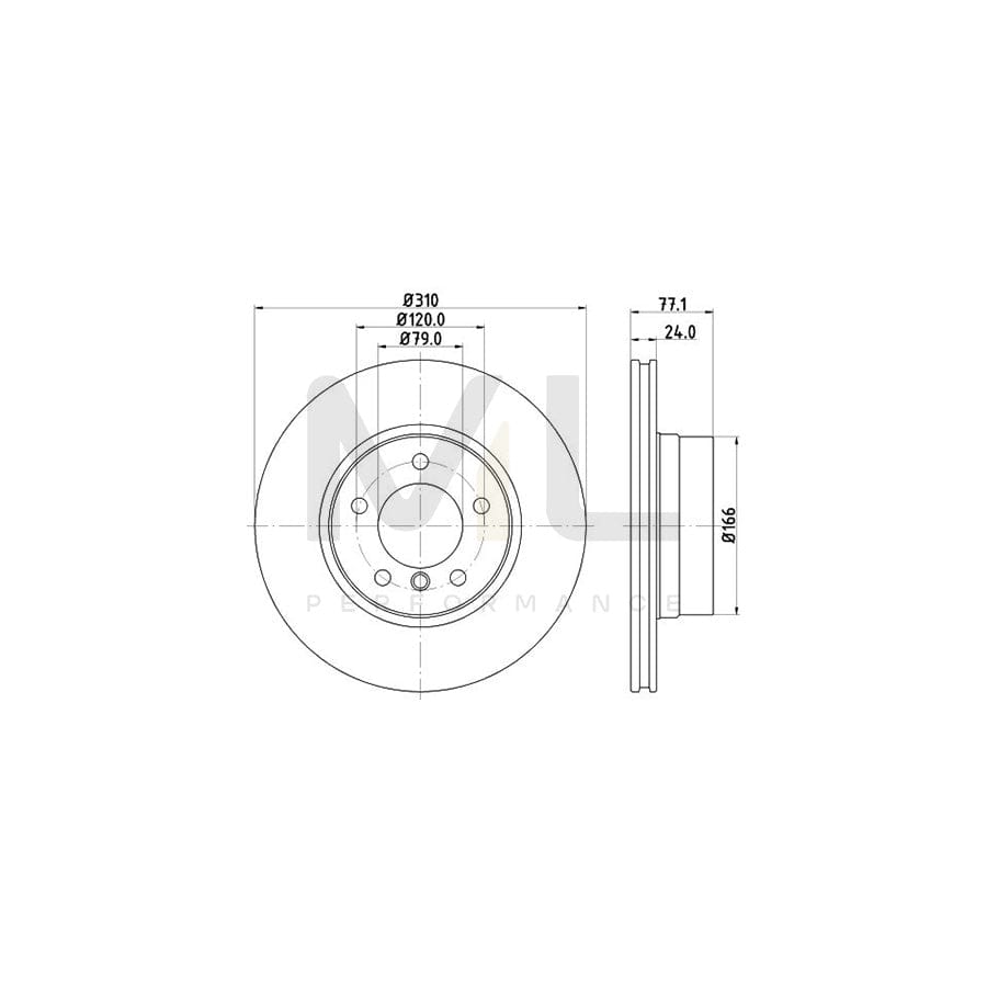 HELLA PRO 8DD 355 109-901 Brake Disc for BMW 5 Series Internally Vented, Coated, without wheel hub, without wheel studs