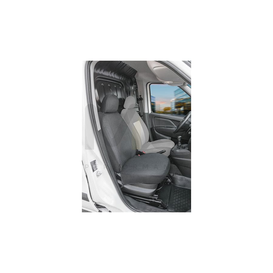 WALSER 10550 Car seat cover for FIAT DOBLO Grey, Polyester, Front
