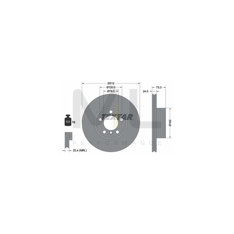 TEXTAR PRO+ 92261805 Brake Disc Internally Vented, Coated, High-carbon, without wheel hub, without wheel studs | ML Performance Car Parts