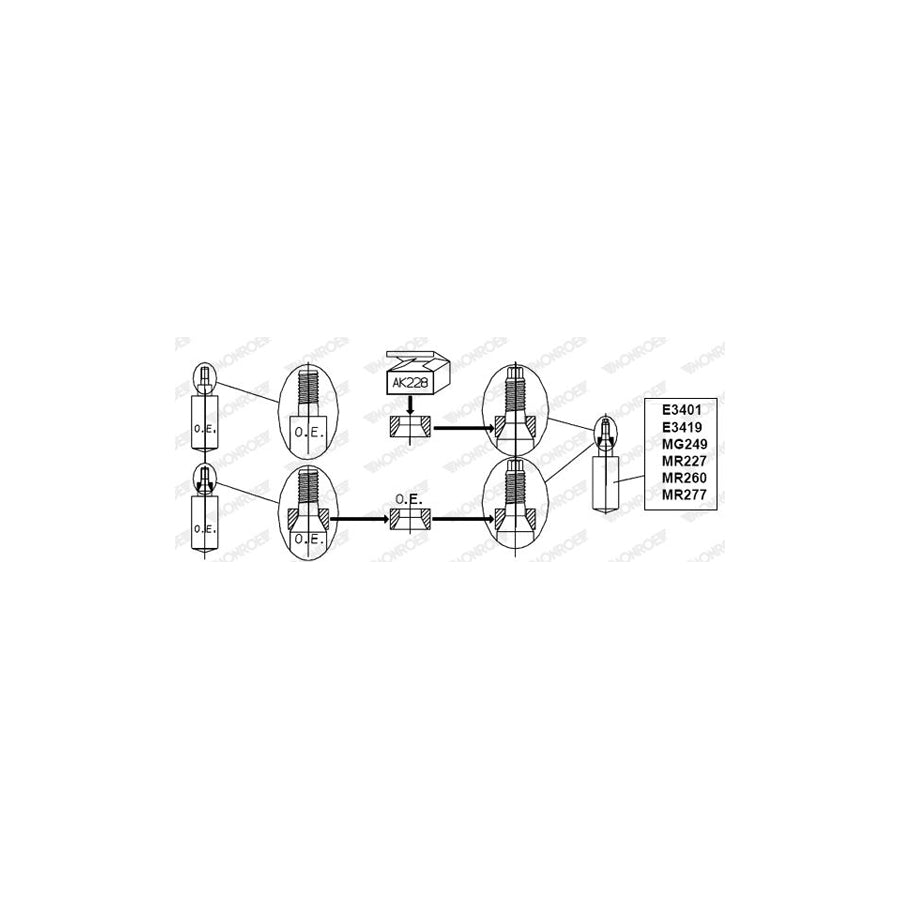 Monroe Ak228 Screw Kit, Suspension Strut / Wheel Bearing Housing