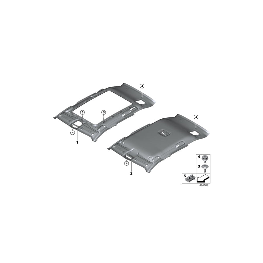 Genuine BMW 51449459401 F48 Headlining Panoramic Roof OYSTER (Inc. X1 28i & X1 28iX) | ML Performance US Car Parts
