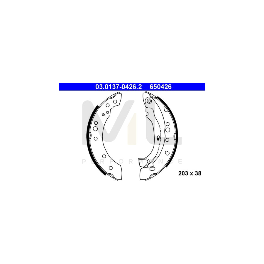 ATE 03.0137-0426.2 Brake Shoe Set with lever