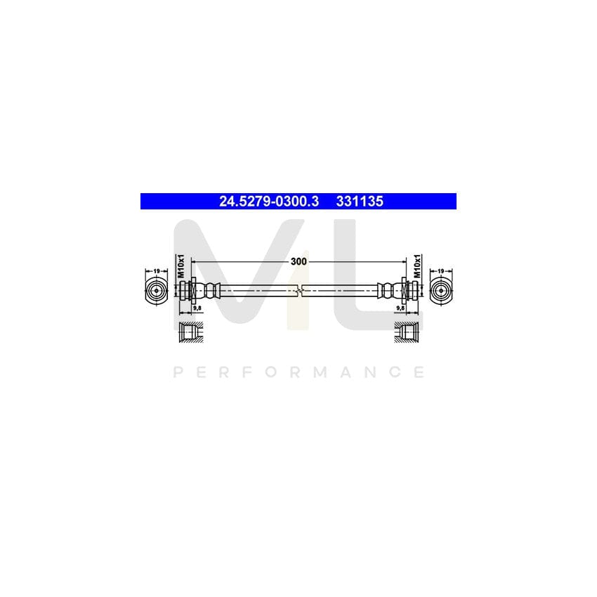 ATE 24.5279-0300.3 Brake Hose 300mm, M10x1