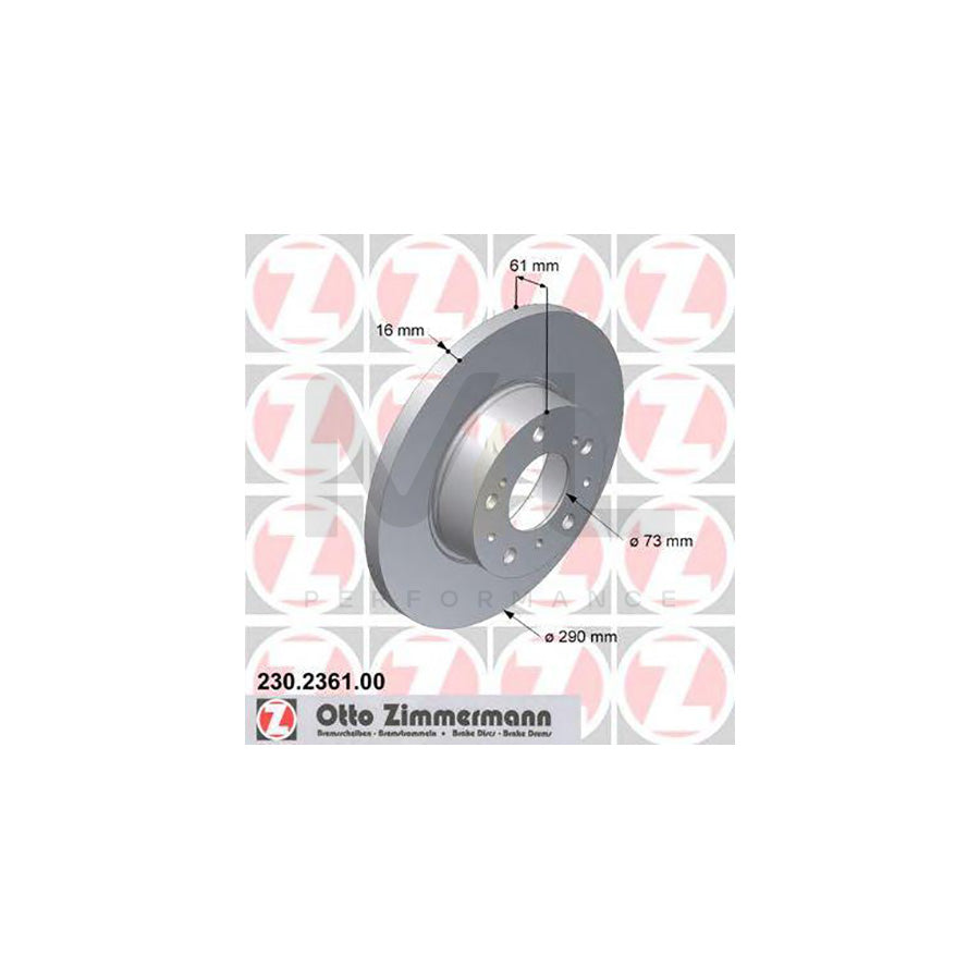 ZIMMERMANN 230.2361.00 Brake Disc Solid  - 1 piece