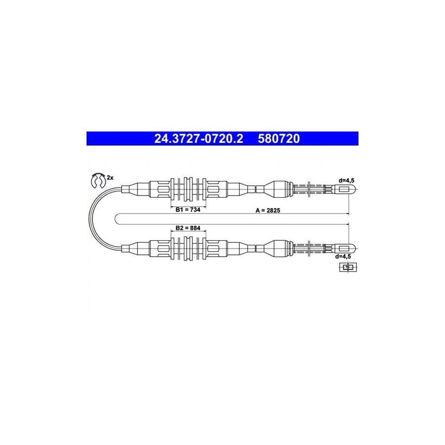 ATE 24.3727-0720.2 Hand Brake Cable
