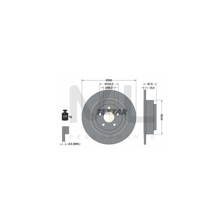 TEXTAR 92158800 Brake Disc Solid, without wheel hub, without wheel studs | ML Performance Car Parts