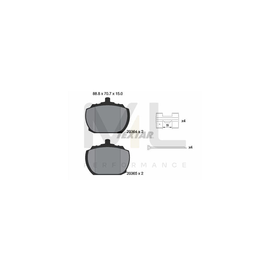 TEXTAR 2036404 Brake pad set not prepared for wear indicator, with accessories | ML Performance Car Parts