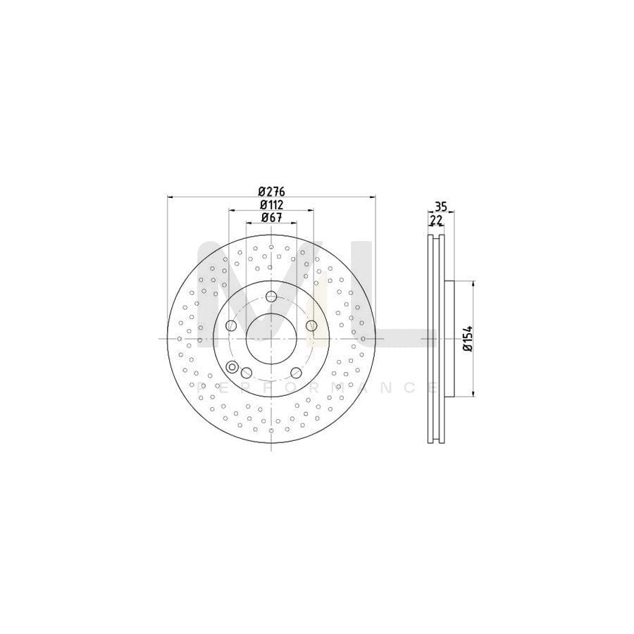 TEXTAR PRO 92124403 Brake Disc suitable for MERCEDES-BENZ A-Class (W168) Internally Vented, Perforated, Coated, without wheel hub, without wheel studs | ML Performance Car Parts