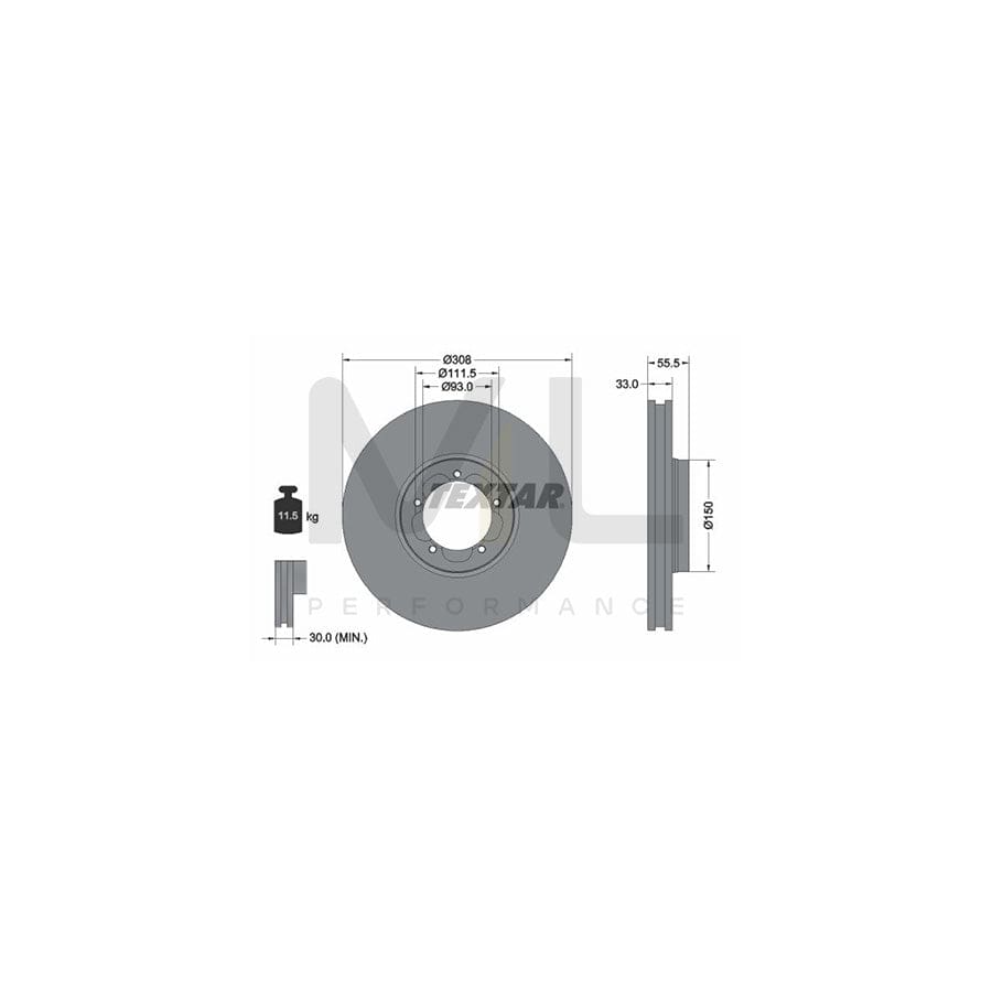 TEXTAR PRO 92273003 Brake Disc Internally Vented, Coated, without wheel hub, without wheel studs | ML Performance Car Parts