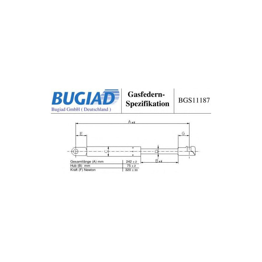 BUGIAD Bgs11187 Tailgate Strut Suitable for Mercedes-Benz Sl Convertible (R129)