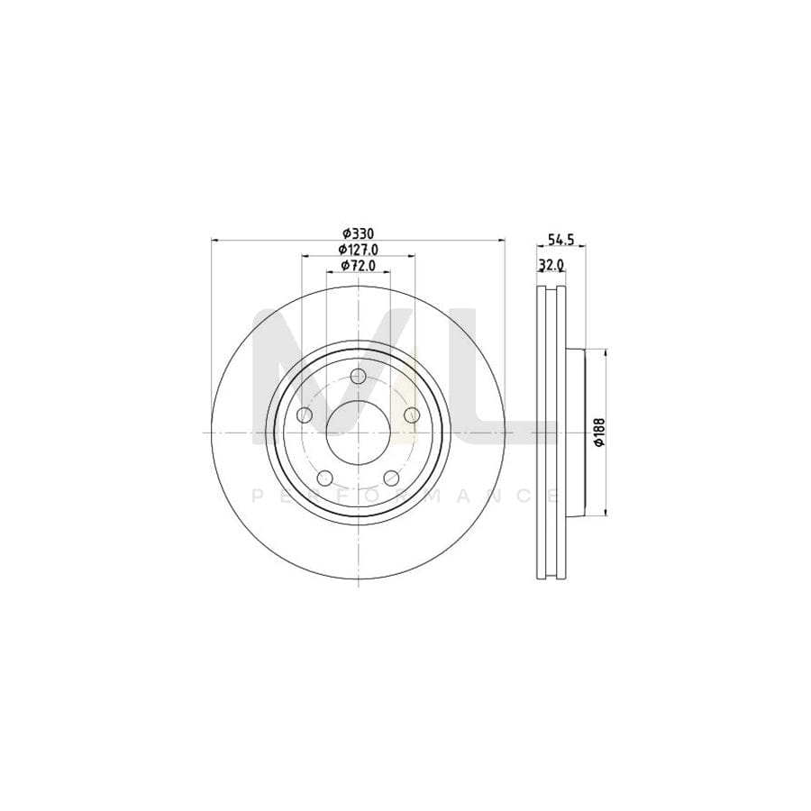 HELLA PRO 8DD 355 122-681 Brake Disc Externally Vented, Coated, without wheel hub, without wheel studs