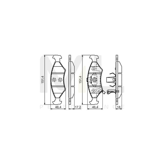 Bosch 0986494547 Brake Pad Set With Acoustic Wear Warning, With Anti-Squeak Plate, With Mounting Manual BP1468 | ML Performance Car Parts