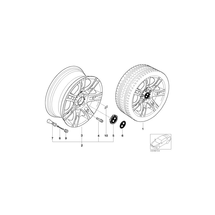 Genuine BMW 36112282360 E46 Light Alloy Rim 81/2JX17 ET:50 (Inc. 330d, 330xi & 323Ci) | ML Performance US Car Parts