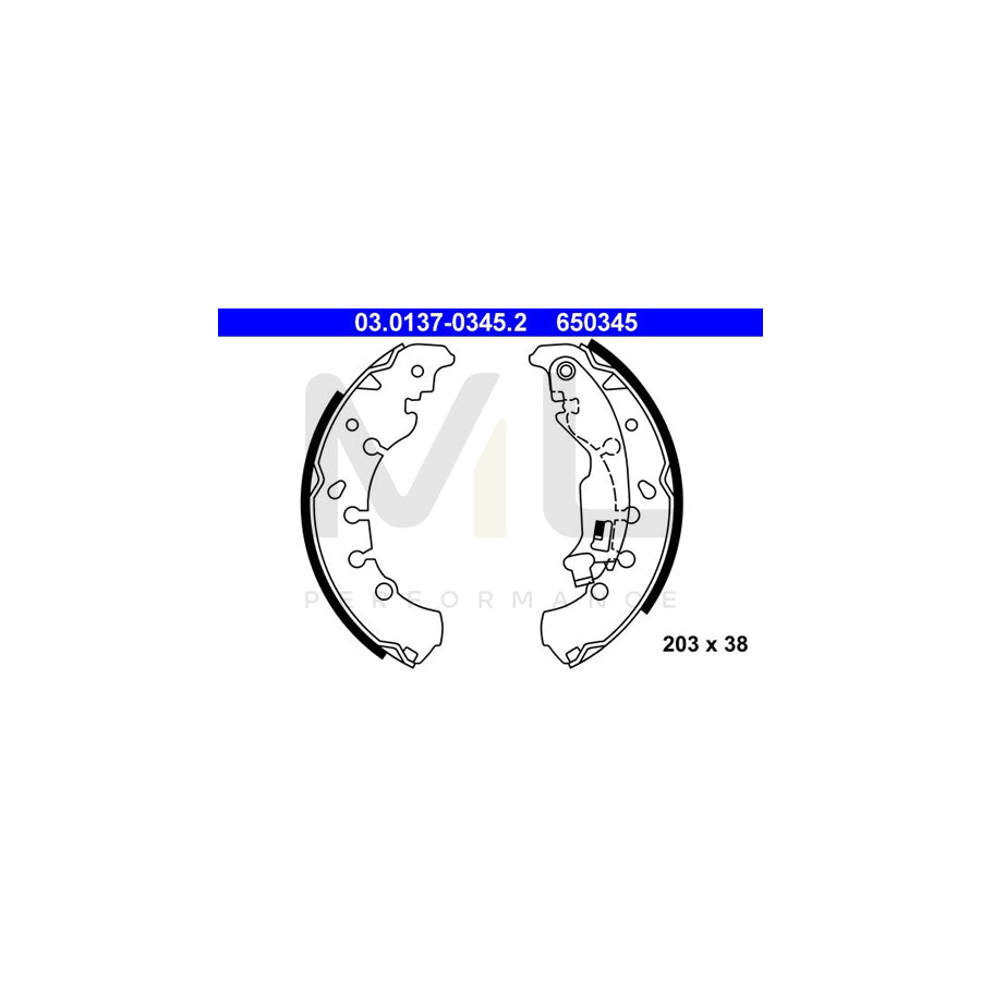 ATE 03.0137-0345.2 Brake Shoe Set with lever