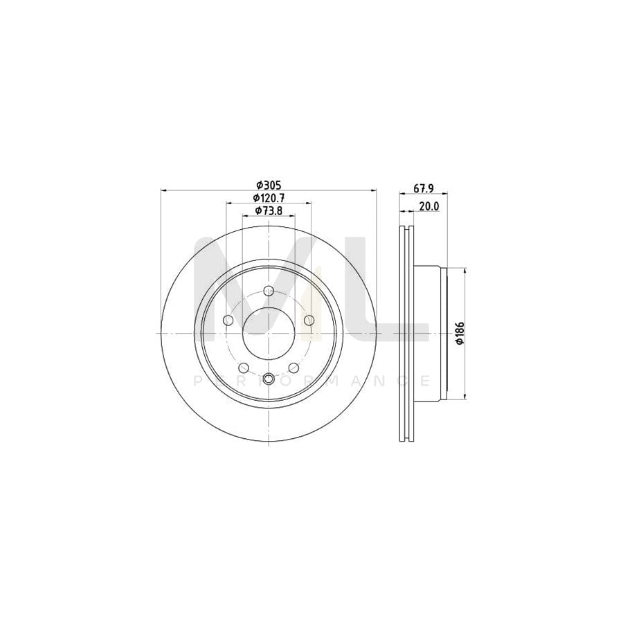 HELLA 8DD 355 112-041 Brake Disc Externally Vented, without wheel hub, without wheel studs