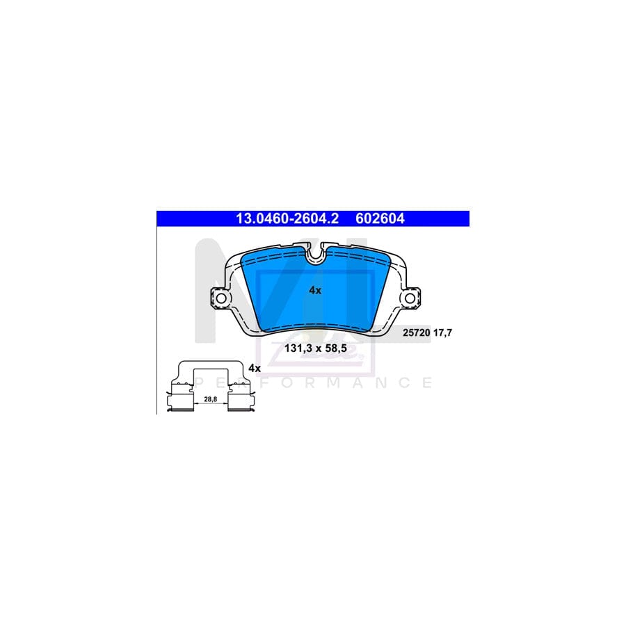 ATE 13.0460-2604.2 Brake pad set excl. wear warning contact, prepared for wear indicator, with accessories