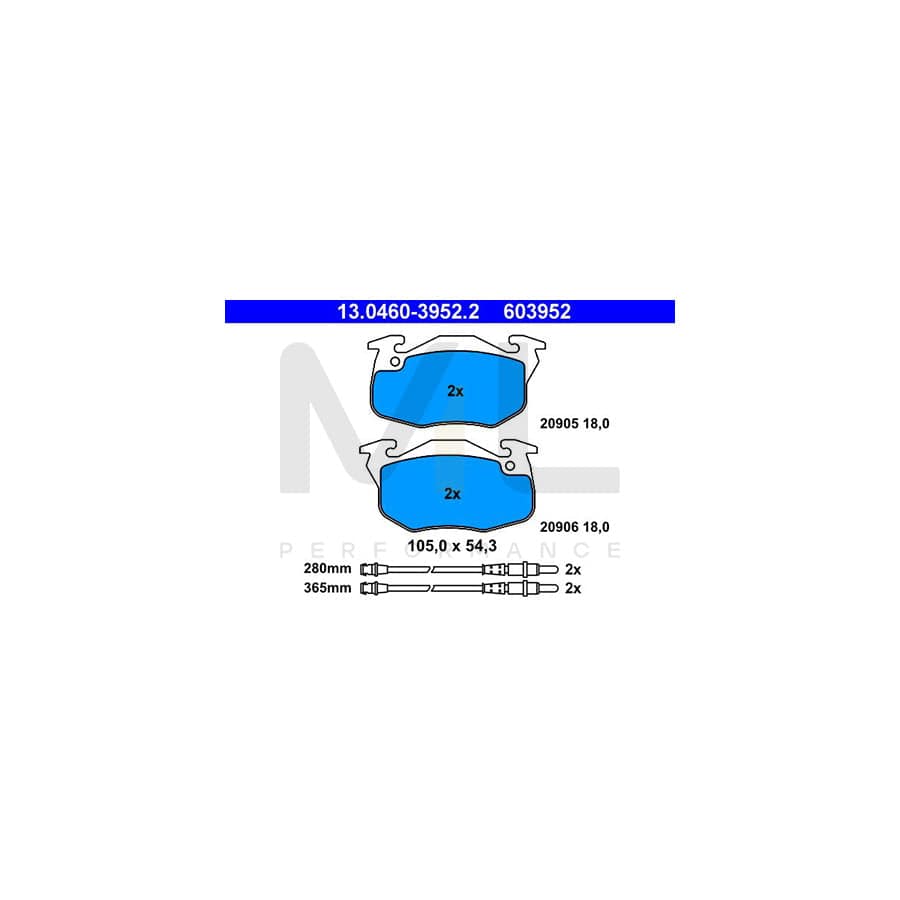 ATE 13.0460-3952.2 Brake pad set incl. wear warning contact