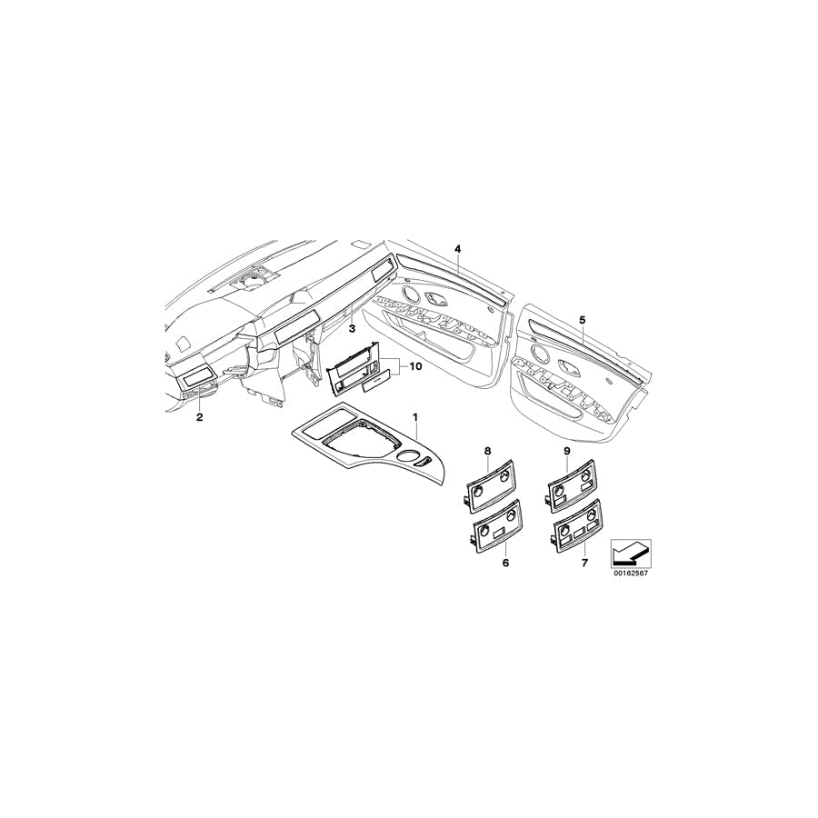 Genuine BMW 51417967174 E61 E60 Wooden Strip, Door Front Right NUßBAUM AMARONE (Inc. 525i, 523i & 528xi) | ML Performance US Car Parts