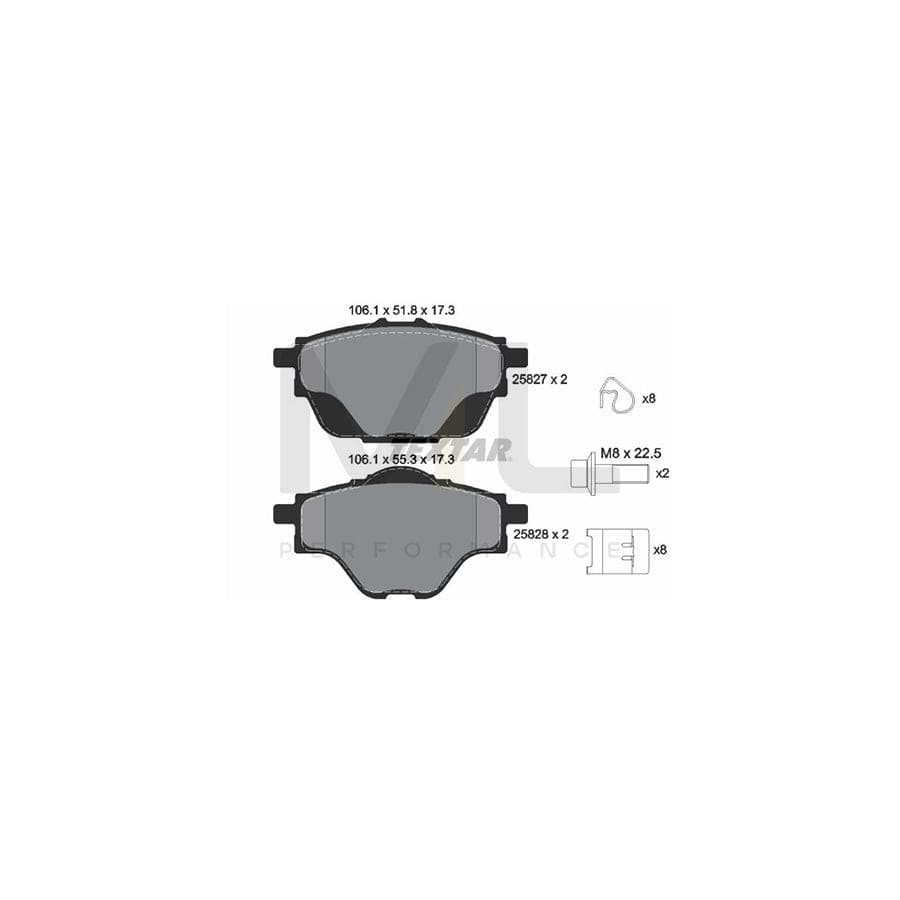 TEXTAR 2582701 Brake pad set not prepared for wear indicator, with brake caliper screws, with accessories | ML Performance Car Parts