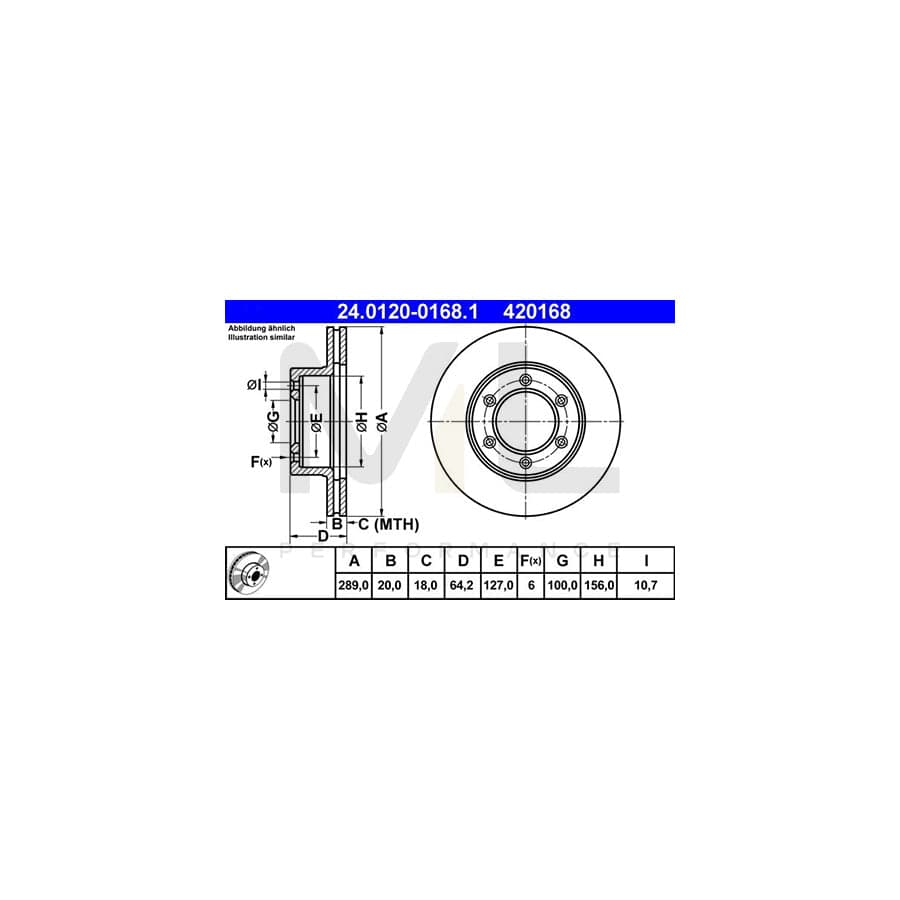 ATE 24.0120-0168.1 Brake Disc Vented  - 1 piece