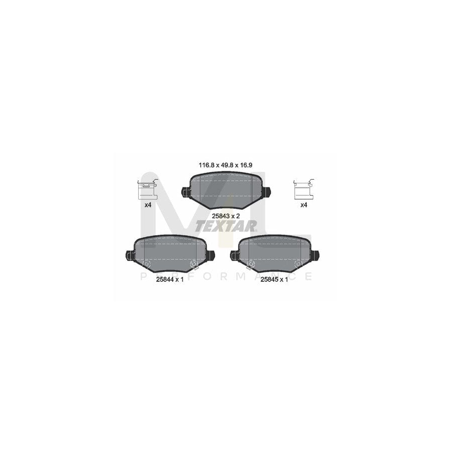 TEXTAR 2584301 Brake pad set with acoustic wear warning, with accessories | ML Performance Car Parts