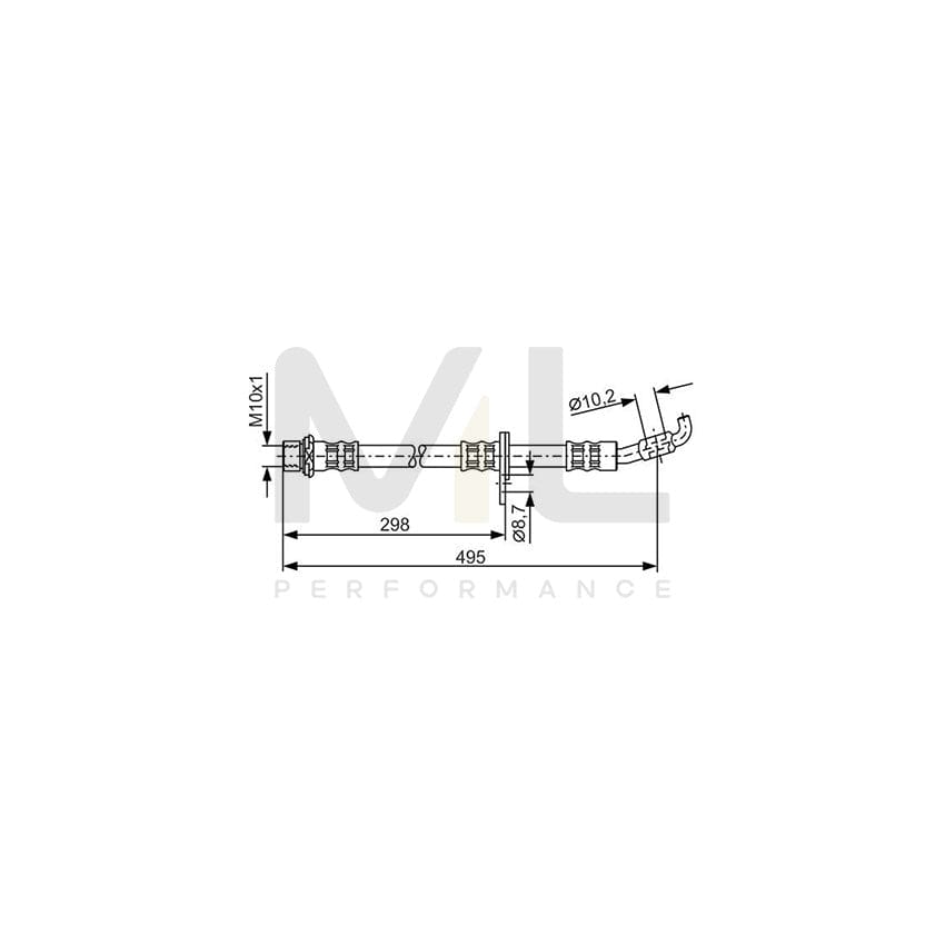 BOSCH 1 987 476 963 Brake Hose 490mm, M10x1 | ML Performance Car Parts