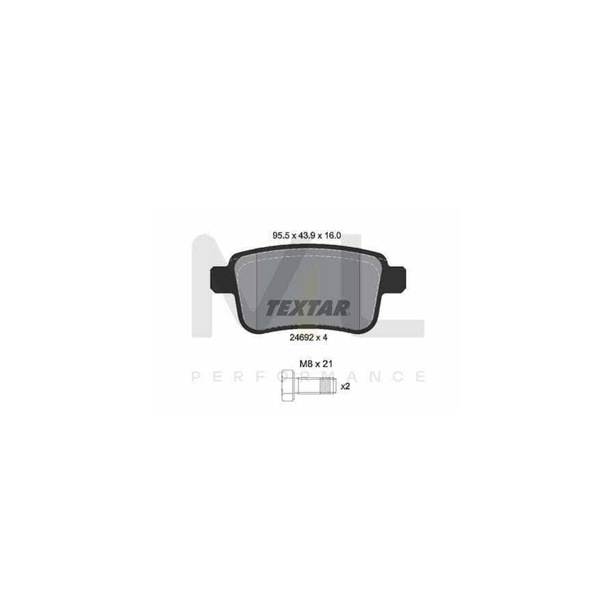 TEXTAR 2469204 Brake pad set not prepared for wear indicator, with brake caliper screws | ML Performance Car Parts
