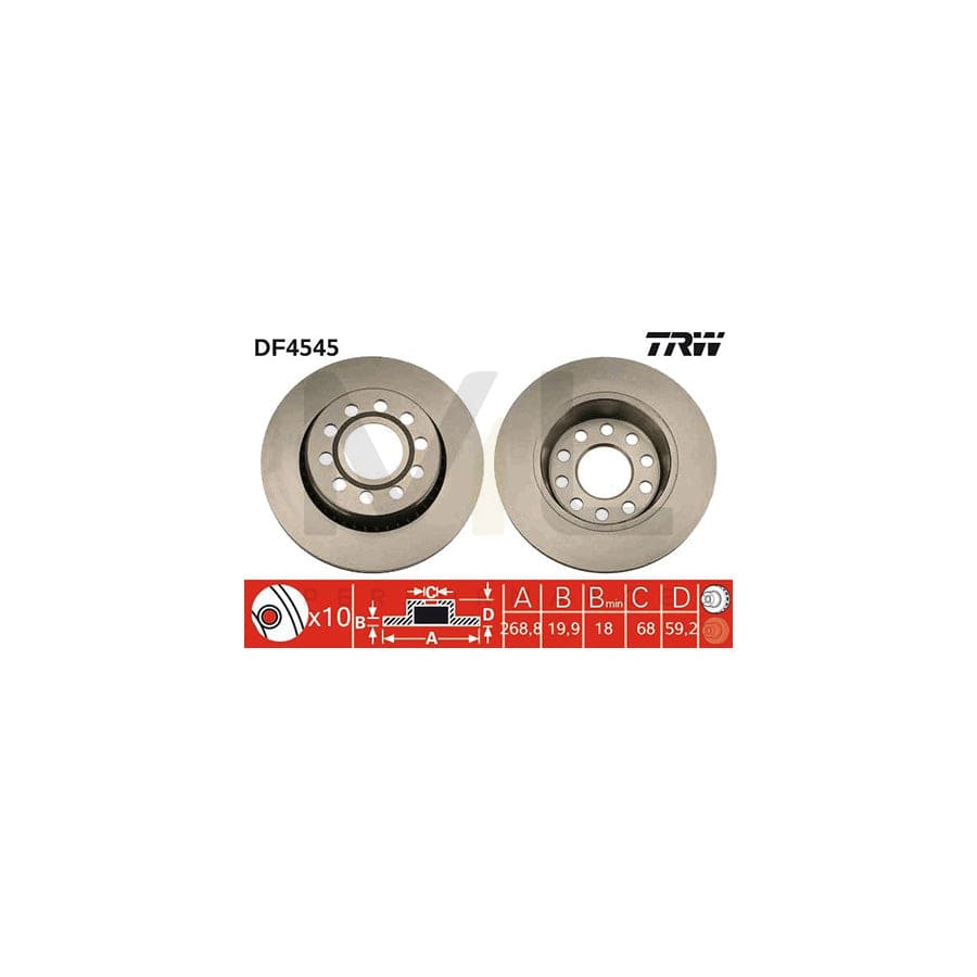 TRW DF4545 Brake Disc Vented, Painted, High-carbon | ML Performance Car Parts
