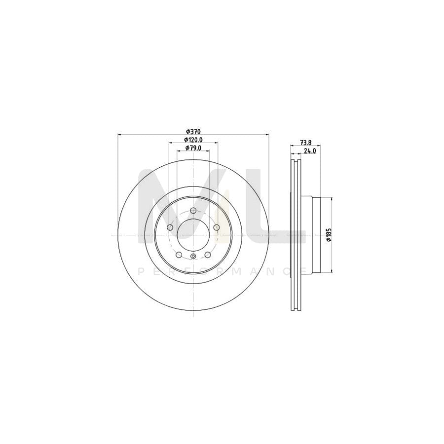 HELLA PRO 8DD 355 120-241 Brake Disc for BMW 7 (E65, E66, E67) Externally Vented, Coated, without wheel hub, without wheel studs