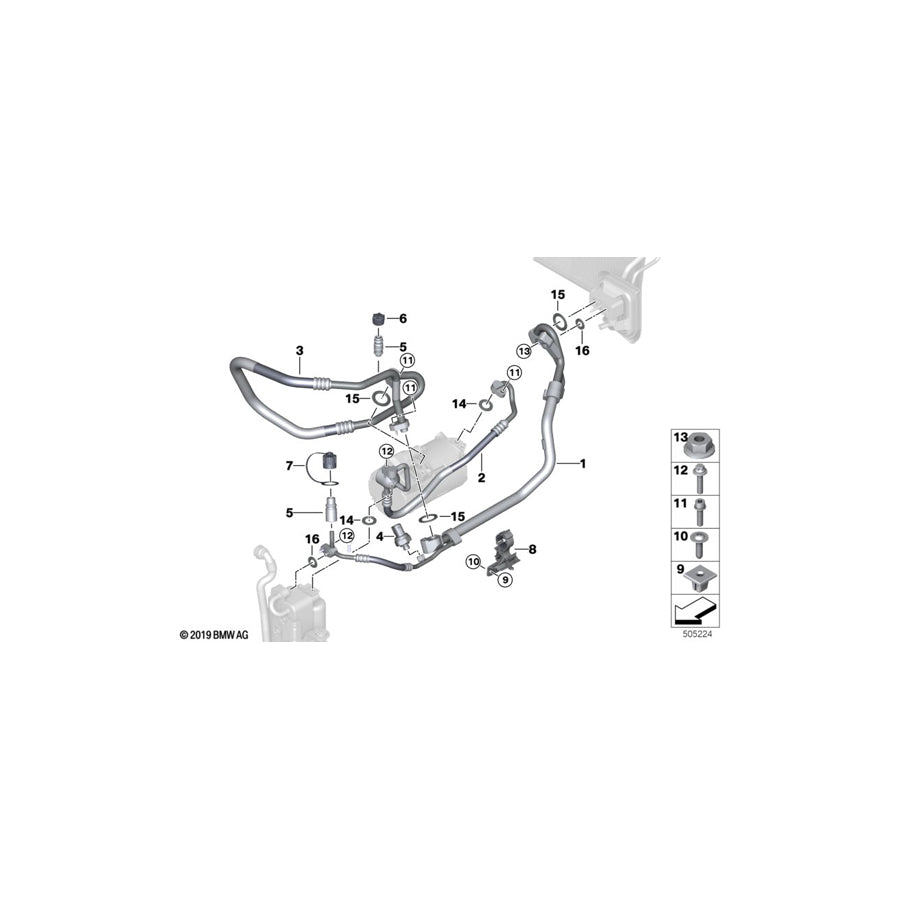 Genuine BMW 64539354555 G01 Pressure Hose Assy Compressor-Condenser (Inc. X3 30eX) | ML Performance US Car Parts
