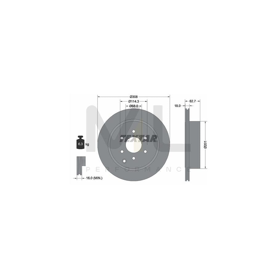 TEXTAR PRO 92181603 Brake Disc Internally Vented, Coated, without wheel hub, without wheel studs | ML Performance Car Parts