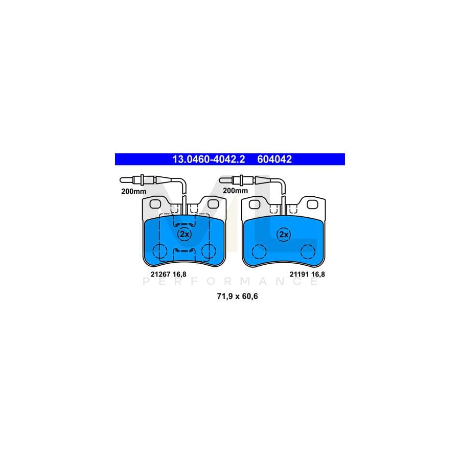 ATE 13.0460-4042.2 Brake pad set incl. wear warning contact