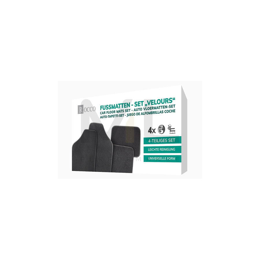 ROCCO Universal fit 0497 Floor mat set Front and Rear, Quantity: 4, Black