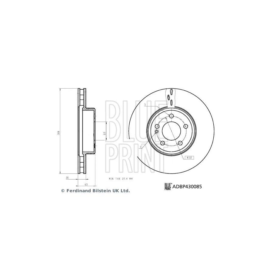 Blue Print Adbp430085 Brake Disc Suitable for Mercedes-Benz C-Class