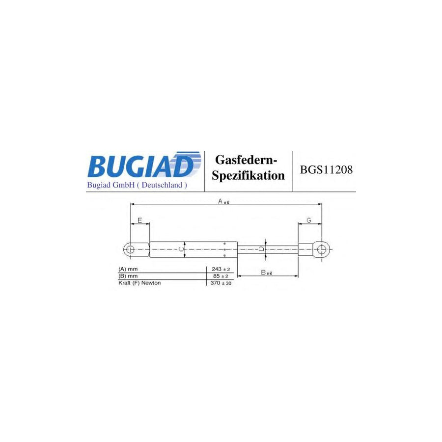 BUGIAD Bgs11208 Tailgate Strut for Porsche 911 Convertible (993)